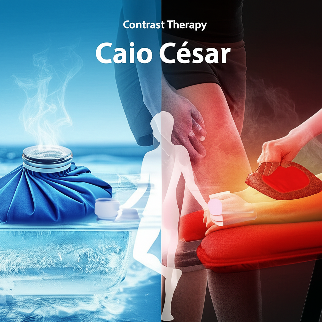 Ilustração de gelo e calor em terapia de contraste, representando o Combo Gelo/Calor de Caio César.
