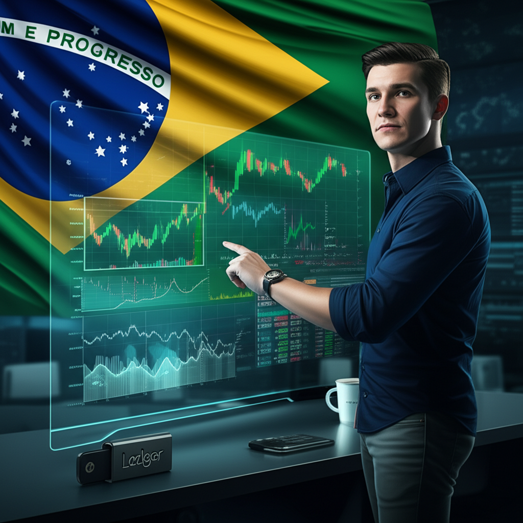 Augusto Backes presenting Bitcoin analysis with charts and on‑chain data in a modern trading setup.
