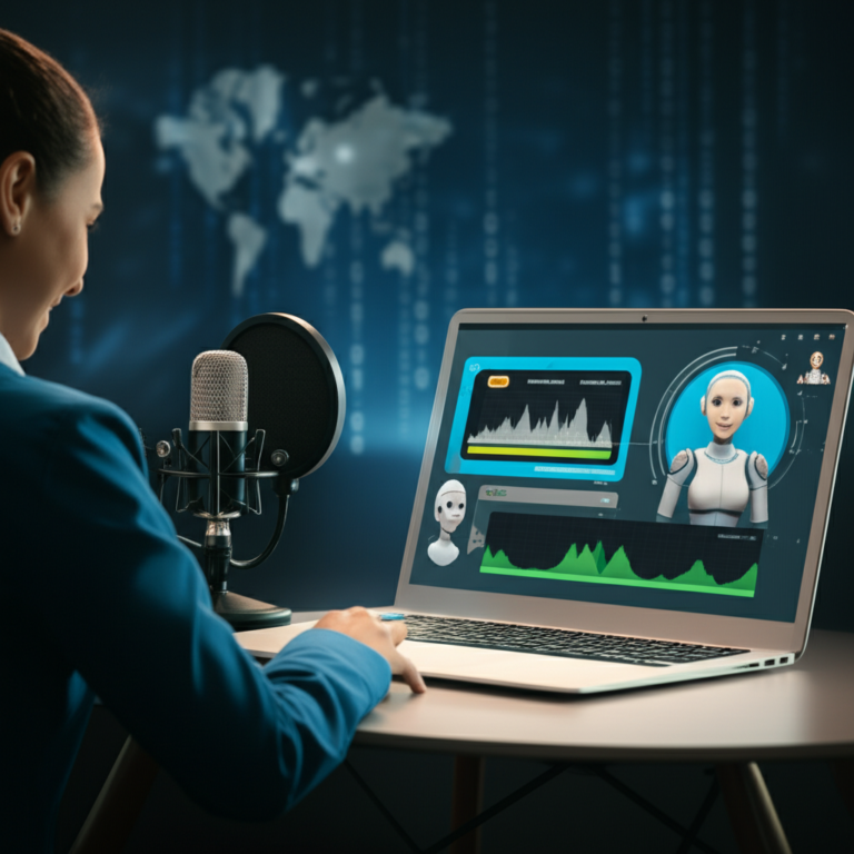 Interface gamificada do SpeakAI Inglês Fácil com análise de espectrograma de voz e simuladores de conversação em situações reais como aeroporto, reunião e restaurante.