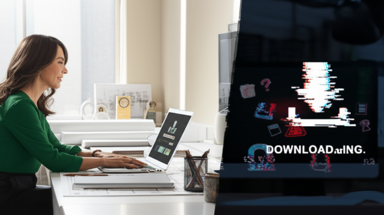 Contraste entre o login oficial seguro da Academia Doma Arquitetura e o risco de download grátis pirata, com símbolos de segurança vs. vírus.