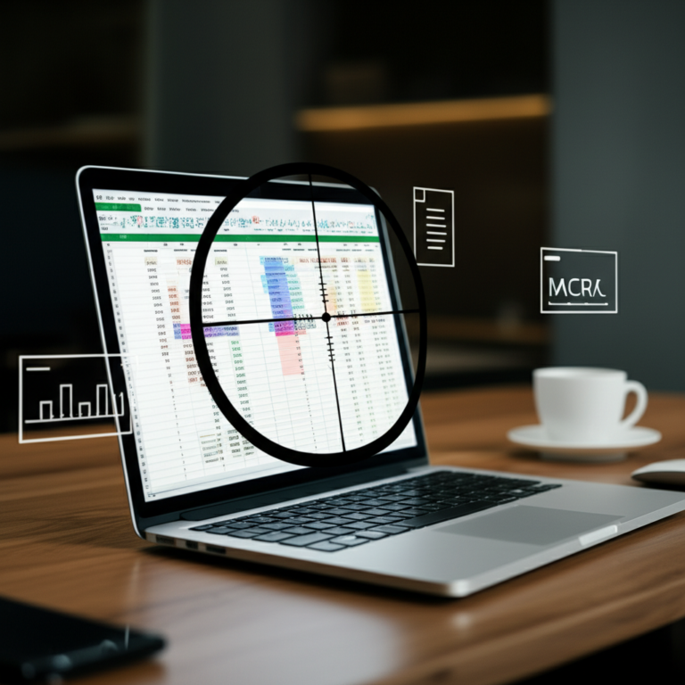 Capa do artigo mostrando um laptop com dashboard de Excel e uma mira de sniper sobre a planilha, simbolizando precisão e domínio do curso Sniper do Excel.