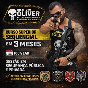 Policial brasileiro estudando em laptop com certificado digital de curso superior sequencial de 3 meses em Segurança Pública e Privada – Instituto Óliver.