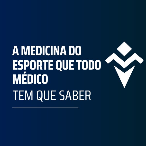Médico esportivo apresentando prescrição de exercício em tela digital, rodeado por equipamentos esportivos, simbolizando o curso Medesportepapers de Guilherme Adami.